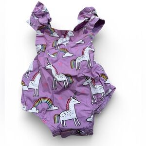 purple unicorn and rainbow baby romper- size 18-24 months